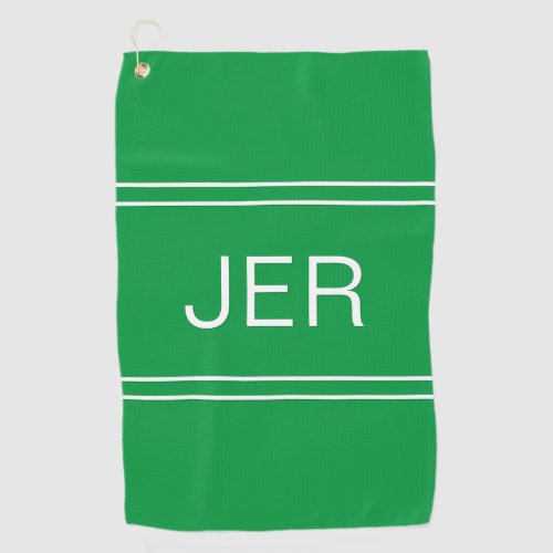 Modern Golfer Monogram Initials Classic Green Pro Golf Towel