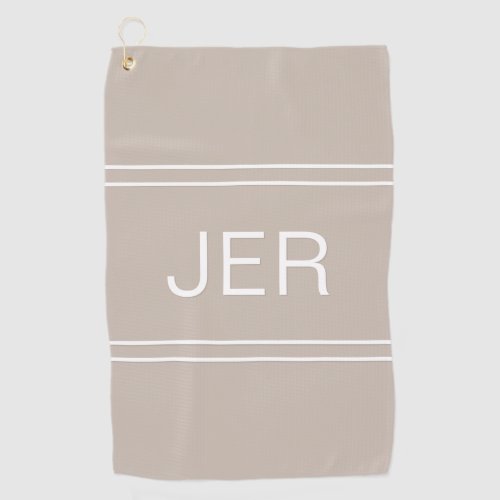 Modern Golfer Monogram Initials Classic Tan Pro Golf Towel