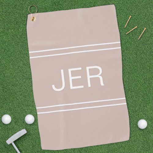 Modern Golfer Monogram Initials Classic Tan Pro Golf Towel