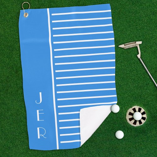 Modern Golfer Monogram Initials Sports Pro Blue  Golf Towel