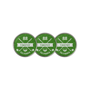 MODERN GOLFER MONOGRAM NAME GRASS GREEN GOLF BALL MARKER