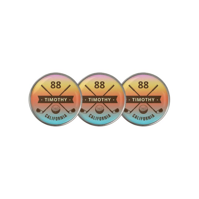 MODERN GOLFER MONOGRAM NAME SUMMER GOLF BALL MARKER (3 Up)