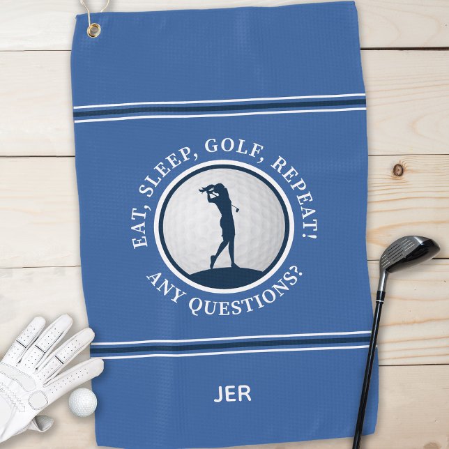 Modern Golfer Monogram Pro Sports Golf Ball Blue Golf Towel (Modern Golfer Monogram Pro Sports Golf Ball Blue Golf Towel)
