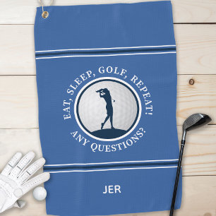 Modern Golfer Monogram Pro Sports Golf Ball Blue Towel