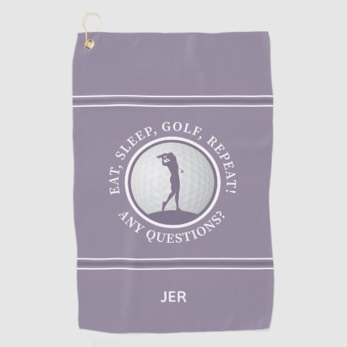 Modern Golfer Monogram Pro Sports Golf Ball Purple Golf Towel