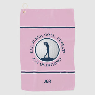 Modern Golfer Monogram Pro Sports Golf Pink Blue Towel