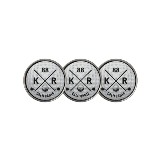 MODERN GOLFER MONOGRAM WEDDING GROOMSMAN GOLF BALL MARKER (3 Up)
