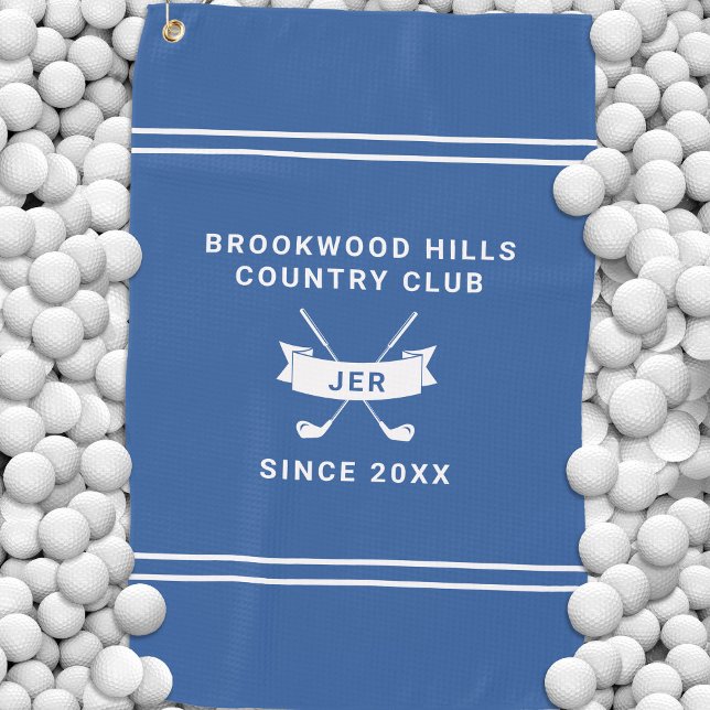 Modern Golfer Monogrammed Initials Golf Clubs Blue Golf Towel (Modern Golfer Monogrammed Initials Golf Clubs Blue Golf Towel)
