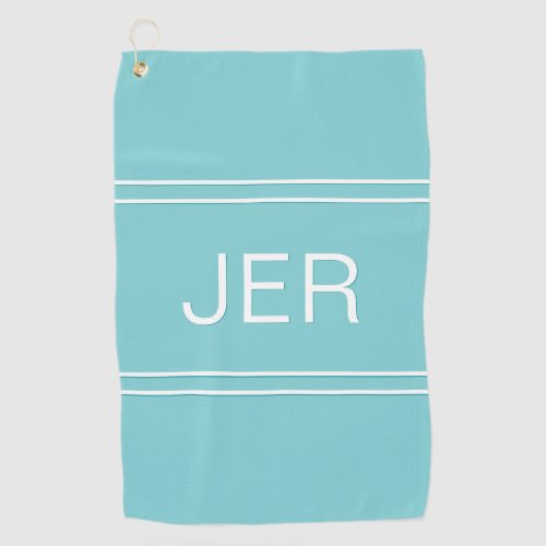 Modern Golfer Monogrammed Initials Stylish Teal Golf Towel