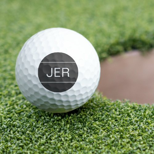 Modern Golfer Monogrammed Pro Sports Player Gray Golf Balls
