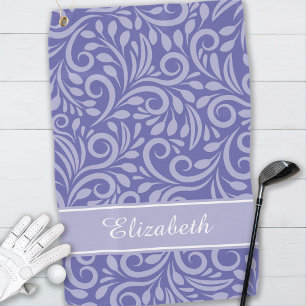 Modern Golfer Name Cute Periwinkle Blue Pattern Golf Towel