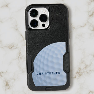 Modern Golfer Name Single White Golf Ball OtterBox iPhone 14 Pro Max Case