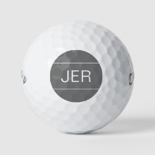 Modern Golfer Simple Monogram Initials Cool Gray Golf Balls