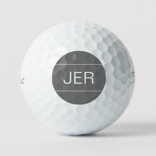 Modern Golfer Simple Monogram Initials Cool Gray Golf Balls