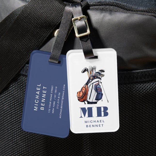 Modern Golfer Sport Monogram Luggage Tag (Modern Golfer Sport Monogram Luggage Tag)