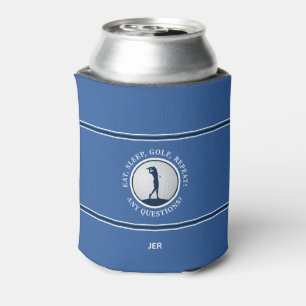 Modern Golfer Women’s Monogram Personalized Blue Can Cooler