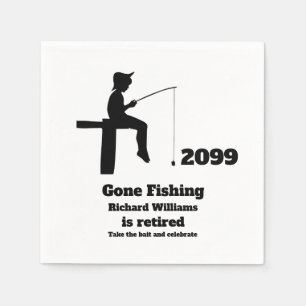 Modern Gone Fishing Retired Sitting Fisherman Napkins
