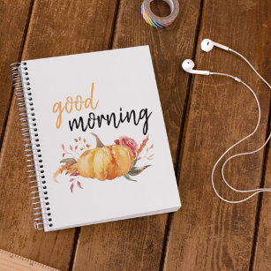 Modern Good Morning Pumpkin Quote Notebook