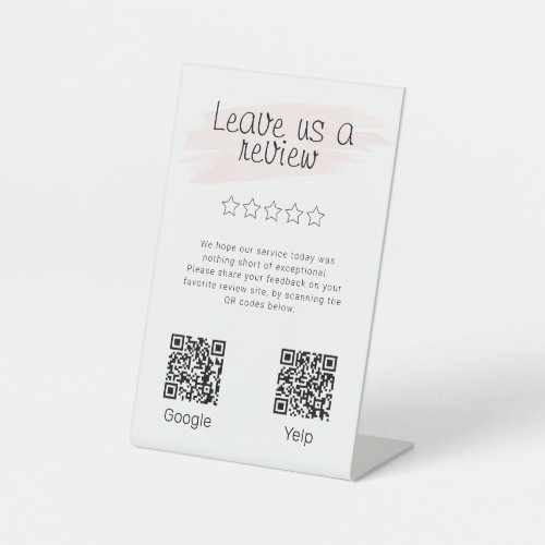 Modern Google Review 2 QR Codes Business Pedestal Sign