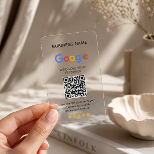 Modern Google Review Business QR Code Clear Business Cards