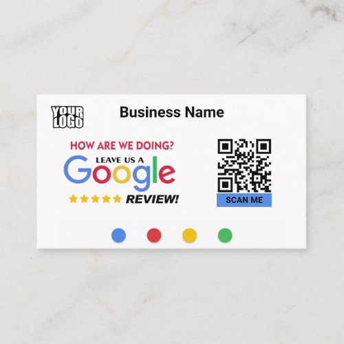 Modern Google Review Card Template w QR Code Link