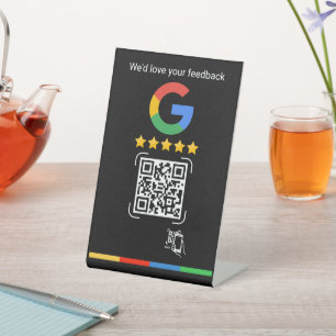 Modern Google Review QR Scan Black Stand Pedestal Sign