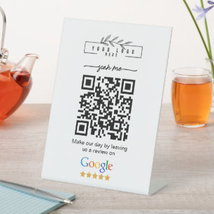Modern Google Reviews Business Link QR Code Pedestal Sign