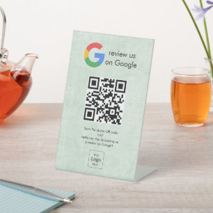 Modern Google reviews qr code tabletop sign
