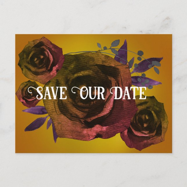 Modern Goth Rose Photo Save Our Date Postcard (Front)