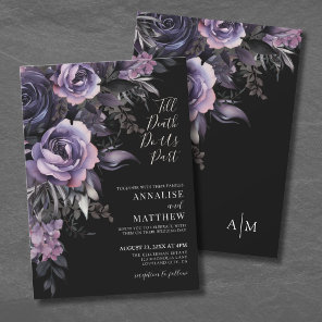 Modern Gothic Floral Black Wedding Invitation