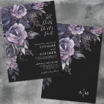 Modern Gothic Floral Black Wedding Invitation<br><div class="desc">Till Death Do Us Part. Dark Gothic Purple Black Floral Wedding Invitation perfect for autumn, fall, winter, spring or any time you want an elegant look. A mix of black and purple roses, gray foliage, and some other purple branches and stems. A dark and moody modern botanical look for an...</div>