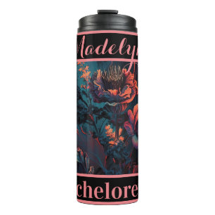 Modern Gothic Floral Wedding Bridesmaid  Thermal Tumbler