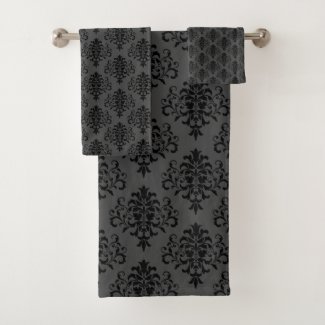 Modern Gothic Gray Black Damask Pattern