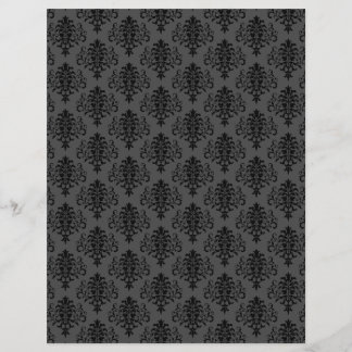 Modern Gothic Gray Black Damask Scrapbook Paper