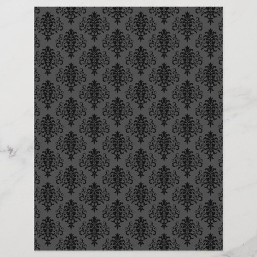 Modern Gothic Gray Black Damask Scrapbook Paper