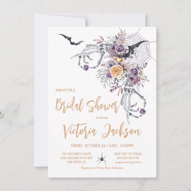 Modern Gothic Halloween Bridal Shower  Invitation (Front)