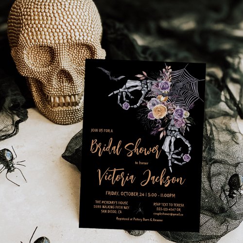 Modern Gothic Halloween Bridal Shower  Invitation