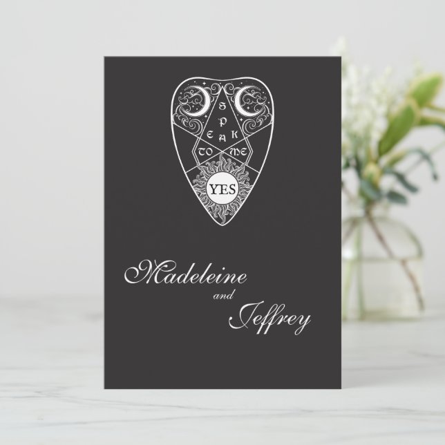 Modern Gothic Planchette Wedding Invitation (Standing Front)