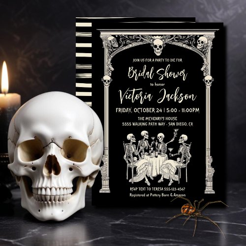 Modern Gothic Skeleton Bachelorette Bridal Shower Invitation