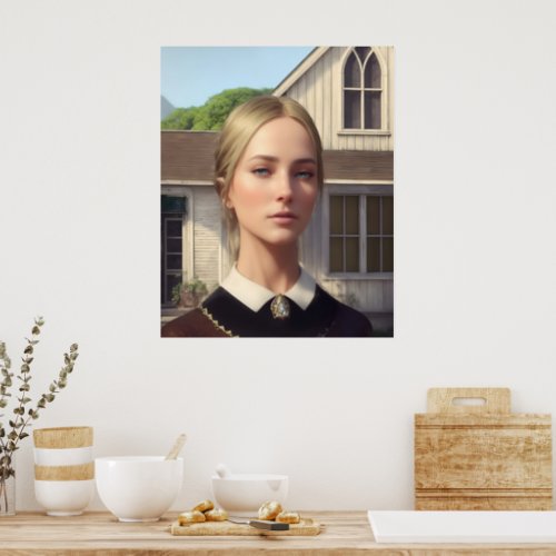 Modern Gothic _ The Woman from Grant Woods Americ Poster