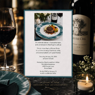 Modern Gourmet Food & Wine Dinner Party  Invitation