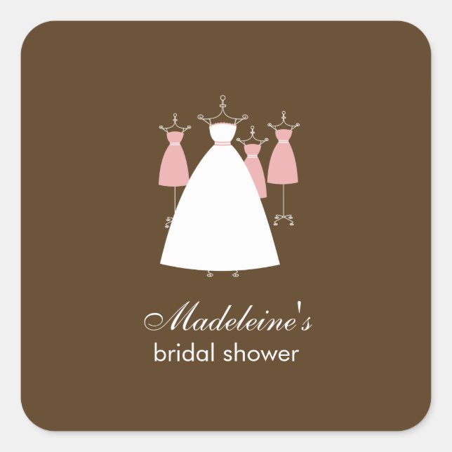 Modern Gowns Favor Stickers - Pink (Front)