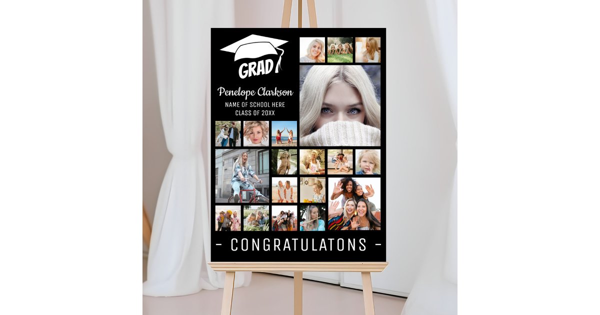 Photo Board Grad Modern GRAD 13 x photo collage Graduation Party Foam Board | Zazzle