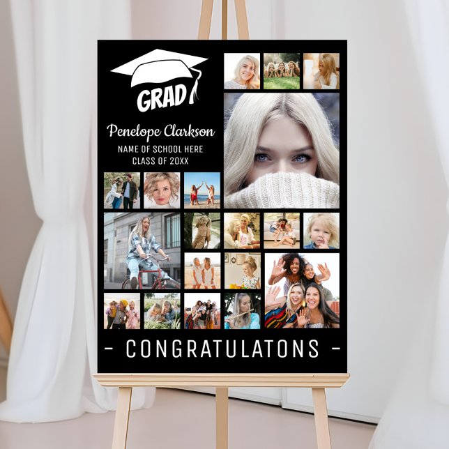 Modern GRAD 13 x photo collage Graduation Party  Foam Board (Creator Uploaded)