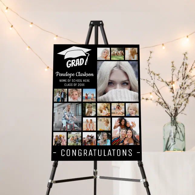 Photo Board Grad Modern GRAD 13 x photo collage Graduation Party Foam Board | Zazzle