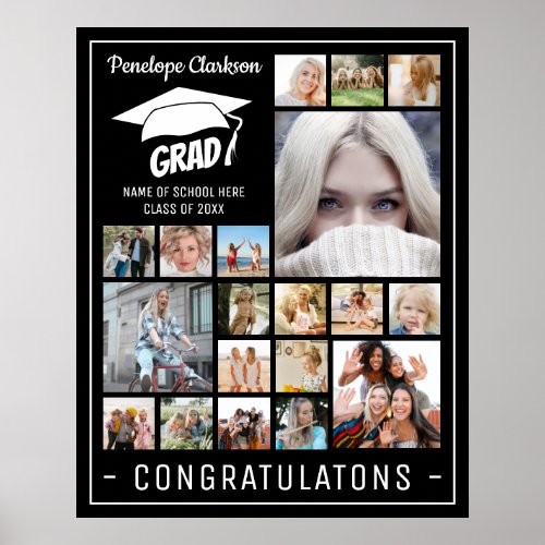 Modern GRAD 13 x photo collage Graduation Party Poster