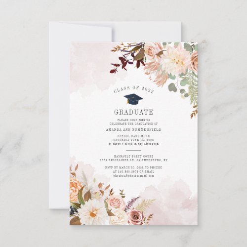 Modern Grad 2022 Floral Bloom Graduation Party Invitation