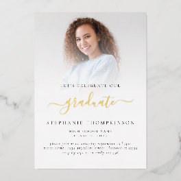 Modern Grad 2024 Photo Graduation Party Gold Real Foil Invitation