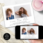 Modern Grad 2 Photos Script Graduation Save The Date<br><div class="desc">Modern Grad 2 Photos Script Graduation.  Available digitally and printed. Simply replace the two sample photos with your own and personalise with your details at the bottom. Save the Date is in a stylish handwritten style set script.</div>