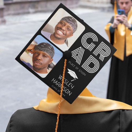 Modern GRAD 2x photo collage Graduate Graduation Cap Topper
